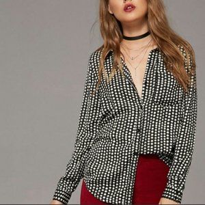 Forever 21 Black and White Long Sleeve Stars Blouse